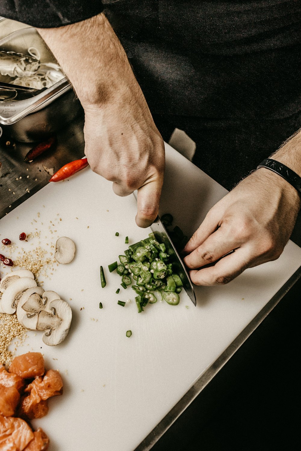 Raw ingredients on a cutting board