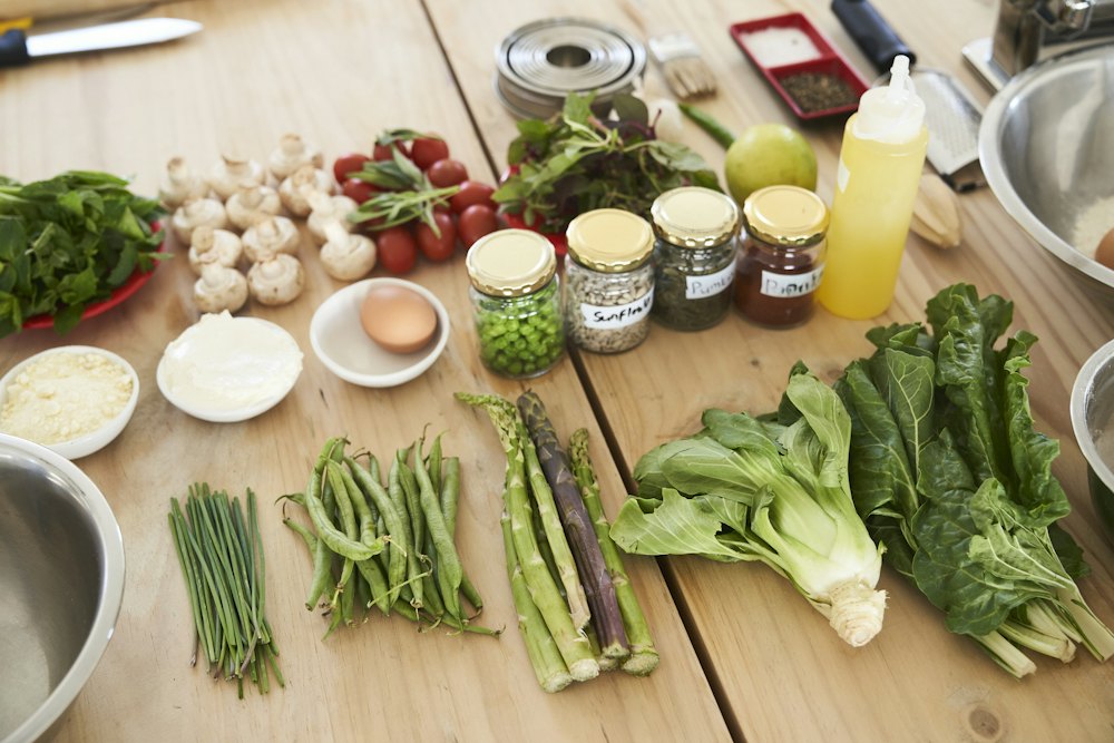 Fresh ingredients laid out on a table
